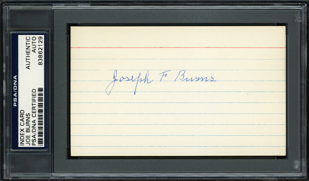Joseph "Joe" Burns Autographed 3x5 Index Card Boston Braves PSA/DNA #83862129