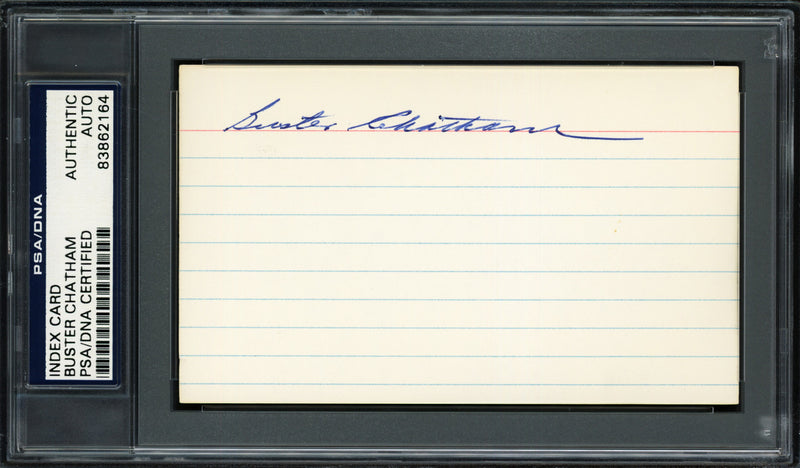 Charles L. "Buster" Chatham Autographed 3x5 Index Card Boston Braves PSA/DNA #83862164