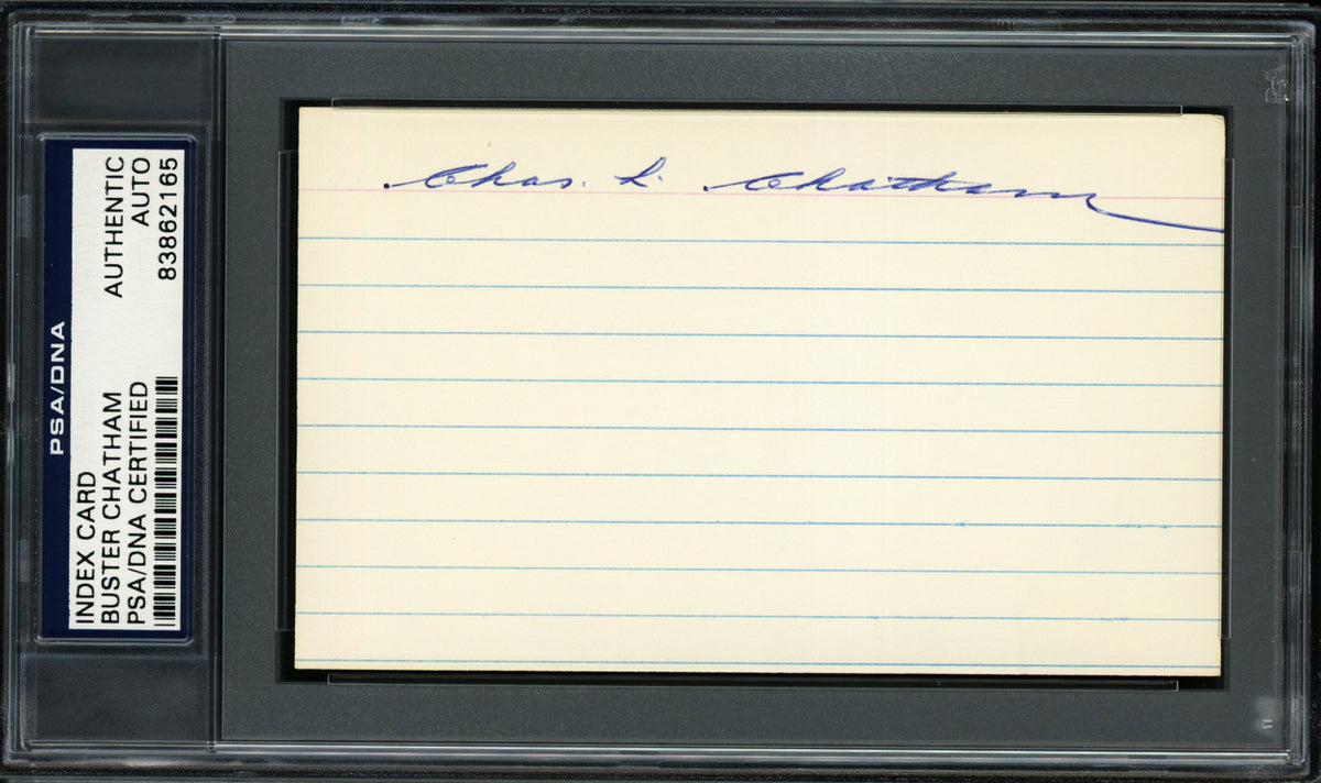 Charles L. "Buster" Chatham Autographed 3x5 Index Card Boston Braves PSA/DNA #83862165