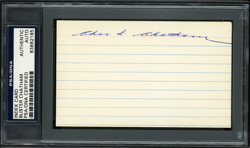 Charles L. "Buster" Chatham Autographed 3x5 Index Card Boston Braves PSA/DNA #83862165