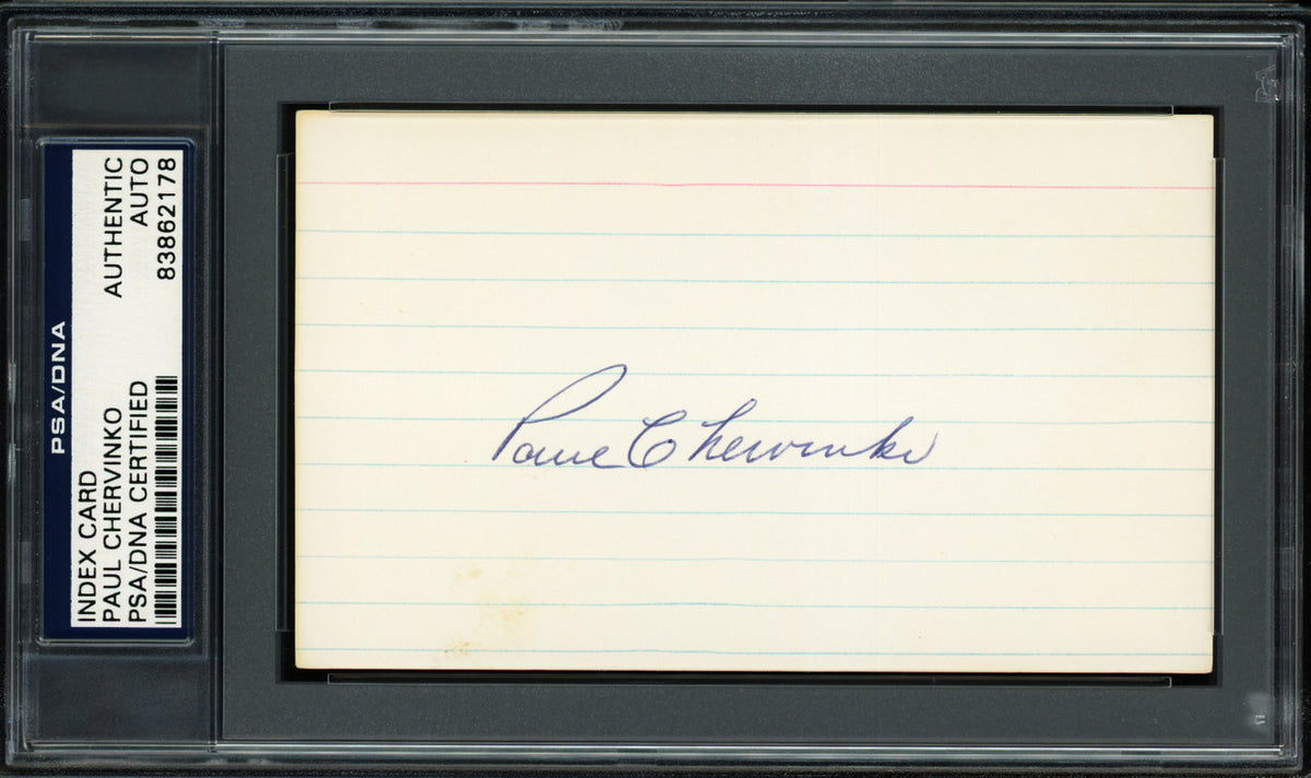 Paul Chervinko Autographed 3x5 Index Card Brooklyn Dodgers PSA/DNA #83862178