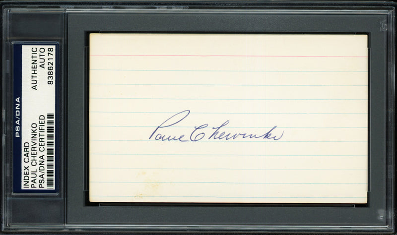 Paul Chervinko Autographed 3x5 Index Card Brooklyn Dodgers PSA/DNA #83862178