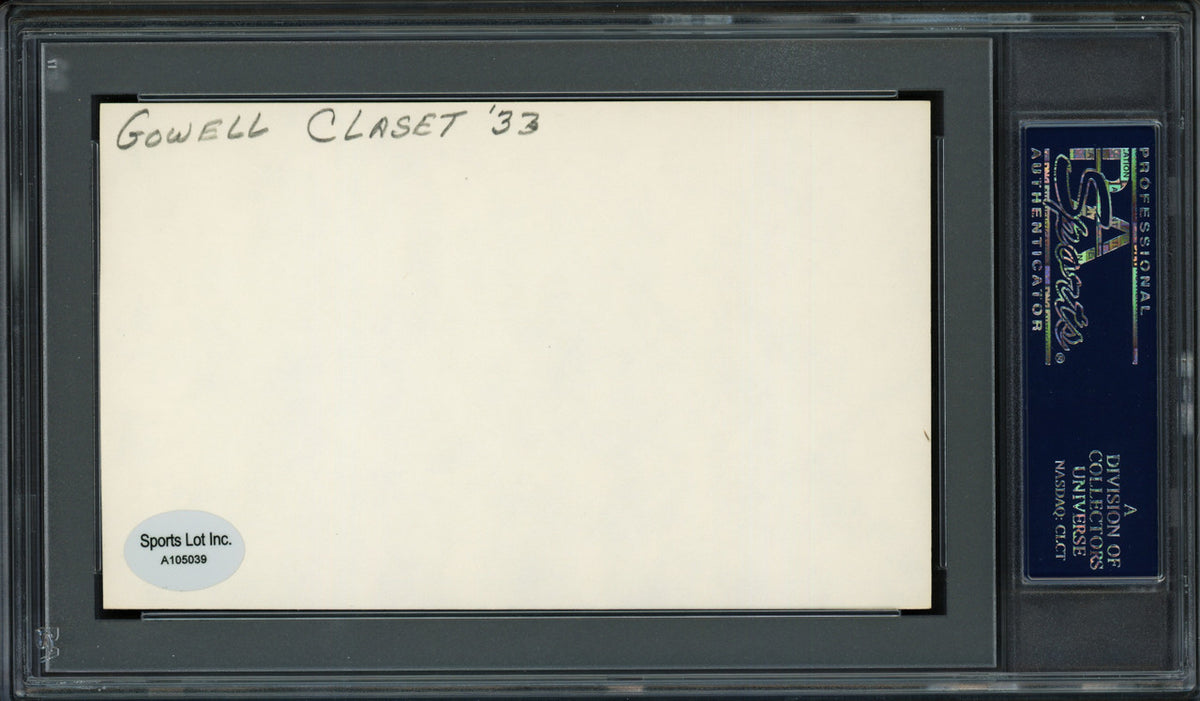 Gowell "Lefty" Claset Autographed 3x5 Index Card Philadelphia A's PSA/DNA #83862206