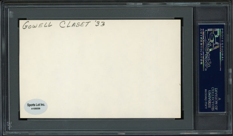 Gowell "Lefty" Claset Autographed 3x5 Index Card Philadelphia A's PSA/DNA #83862206