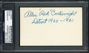 Allen "Red" Conkwright Autographed 3x5 Index Card Detroit Tigers "1920-21" PSA/DNA #83862778