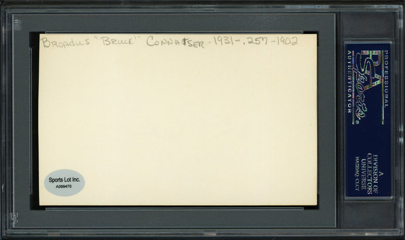Bruce Connatser Autographed 3x5 Index Card Cleveland Indians, Philadelphia Phillies "1953-67" PSA/DNA #83862792