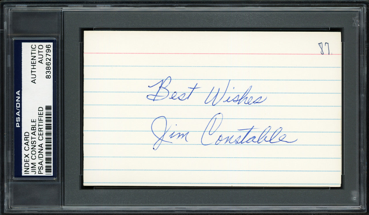 Jim Constable Autographed 3x5 Index Card New York & San Francisco Giants "Best Wishes" PSA/DNA #83862796