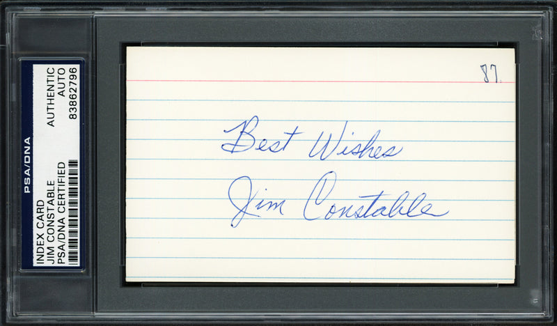 Jim Constable Autographed 3x5 Index Card New York & San Francisco Giants "Best Wishes" PSA/DNA #83862796