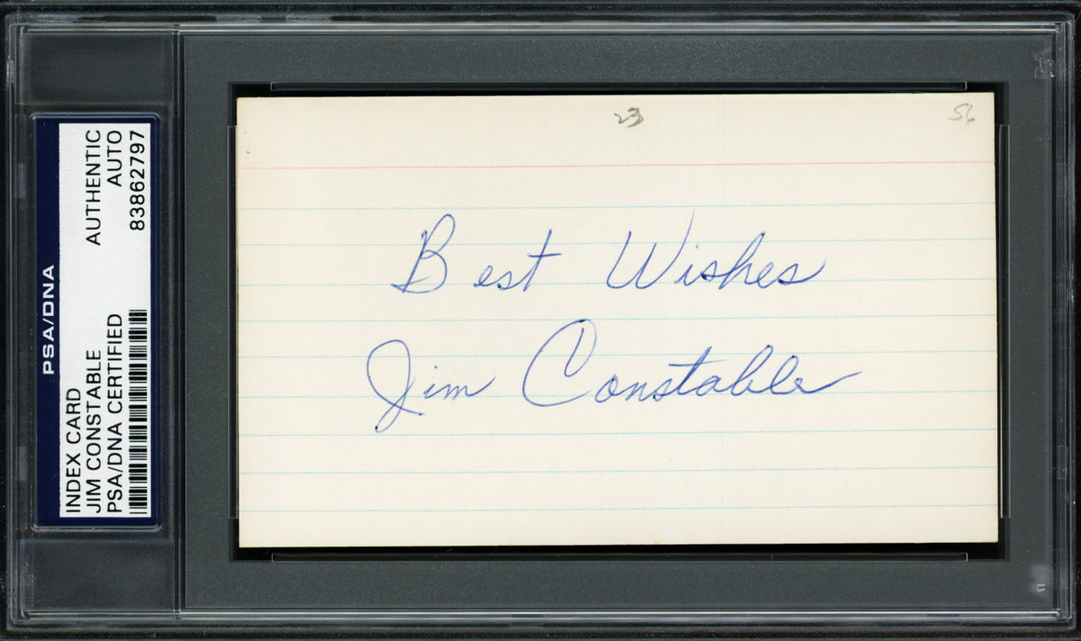 Jim Constable Autographed 3x5 Index Card New York & San Francisco Giants "Best Wishes" PSA/DNA #83862797