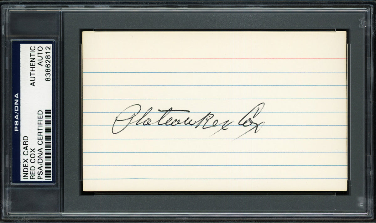 Plateau Red Cox Autographed 3x5 Index Card Detroit Tigers PSA/DNA #83862812