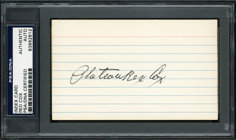 Plateau Red Cox Autographed 3x5 Index Card Detroit Tigers PSA/DNA #83862812