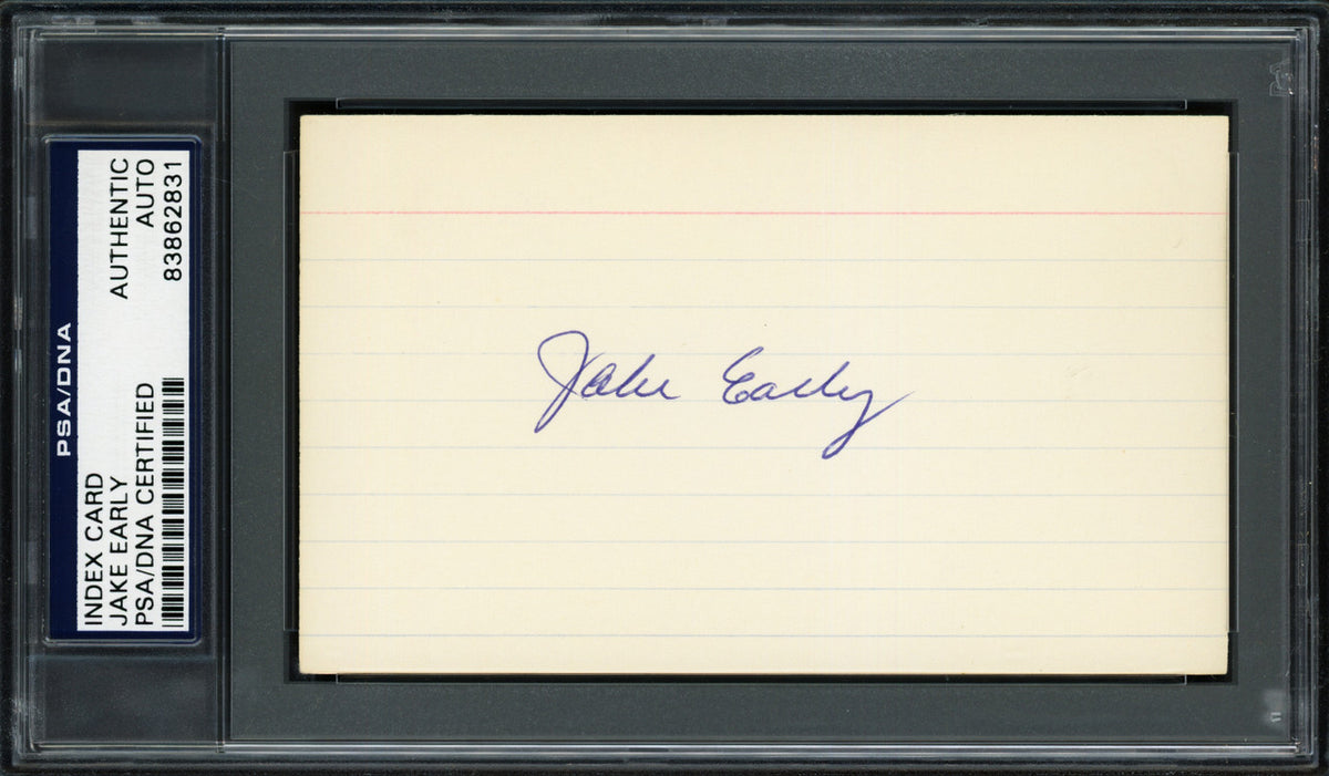 Jake Early Autographed 3x5 Index Card Washington Senators PSA/DNA #83862831