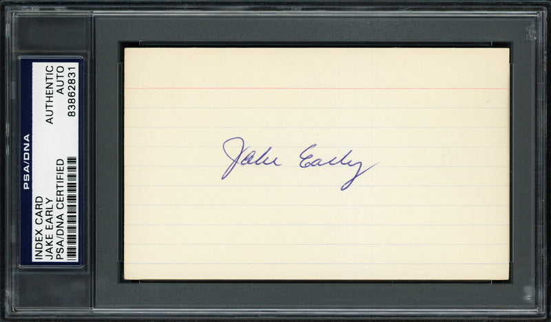 Jake Early Autographed 3x5 Index Card Washington Senators PSA/DNA #83862831