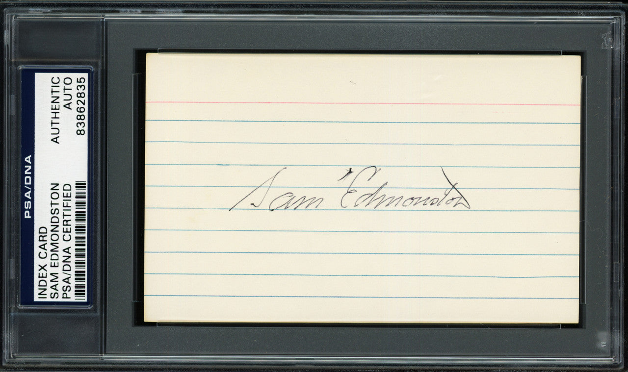 Sam Edmonston Autographed 3x5 Index Card Washington Senators PSA/DNA #83862835
