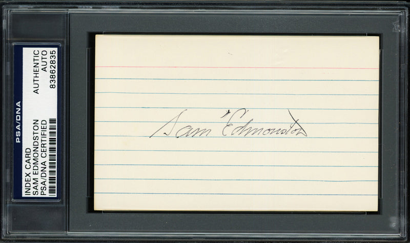 Sam Edmonston Autographed 3x5 Index Card Washington Senators PSA/DNA #83862835