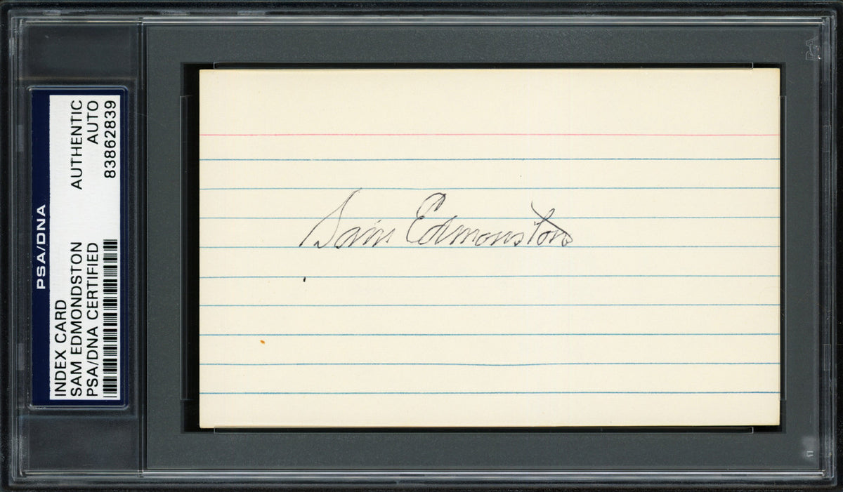 Sam Edmonston Autographed 3x5 Index Card Washington Senators PSA/DNA #83862839