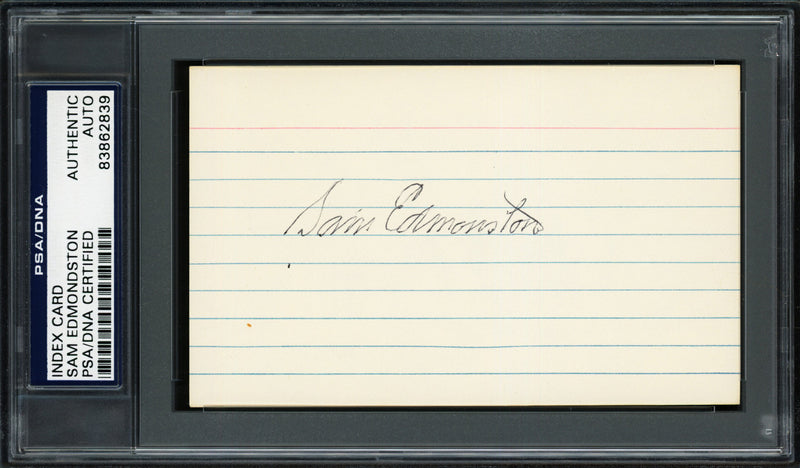 Sam Edmonston Autographed 3x5 Index Card Washington Senators PSA/DNA #83862839