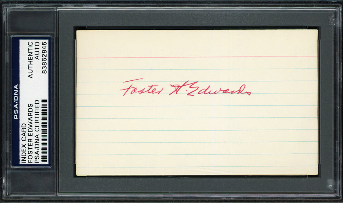 Foster H. Edwards Autographed 3x5 Index Card Boston Braves & New York Yankees PSA/DNA #83862845
