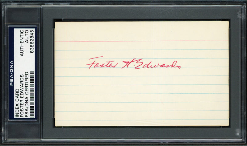 Foster H. Edwards Autographed 3x5 Index Card Boston Braves & New York Yankees PSA/DNA #83862845