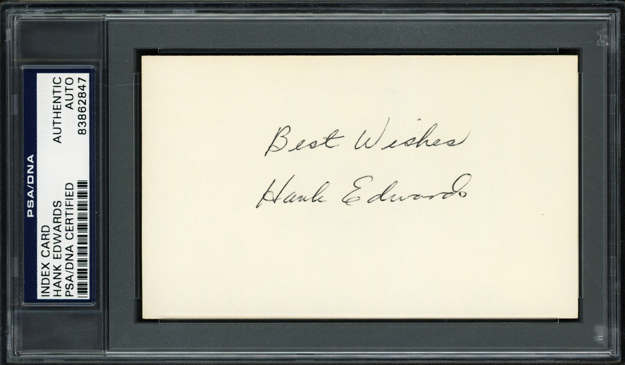 Hank Edwards Autographed 3x5 Index Card Chicago Cubs & Cleveland Indians "Best Wishes" PSA/DNA #83862847