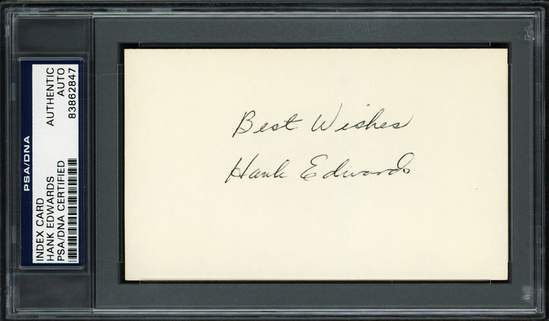Hank Edwards Autographed 3x5 Index Card Chicago Cubs & Cleveland Indians "Best Wishes" PSA/DNA #83862847