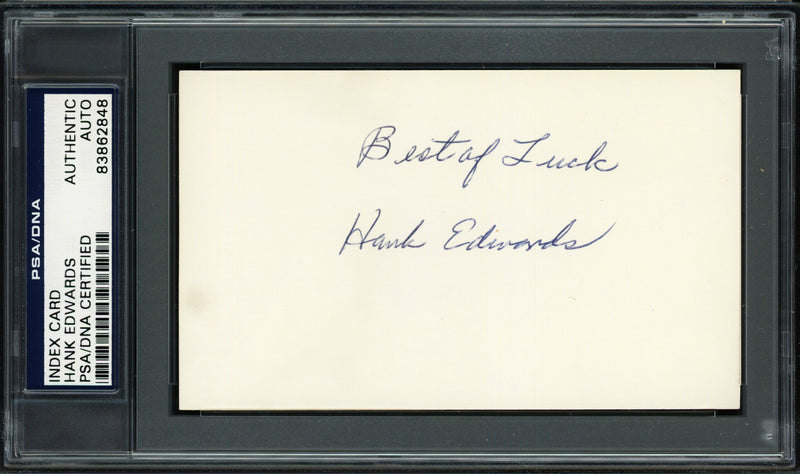 Hank Edwards Autographed 3x5 Index Card Chicago Cubs & Cleveland Indians "Best Wishes" PSA/DNA #83862848