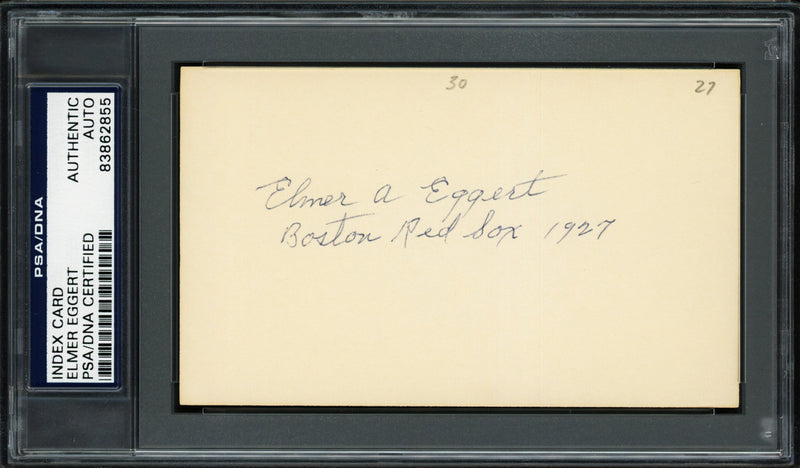 Elmer A. Eggert Autographed 3x5 Index Card Boston Red Sox "1927" PSA/DNA #83862855