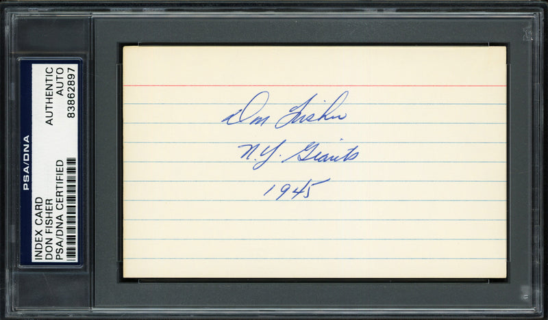 Don Fisher Autographed 3x5 Index Card New York Giants "1945" PSA/DNA #83862897