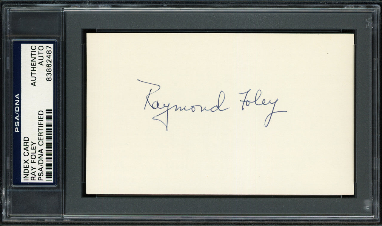 Raymond Foley Autographed 3x5 Index Card New York Giants PSA/DNA #83862487