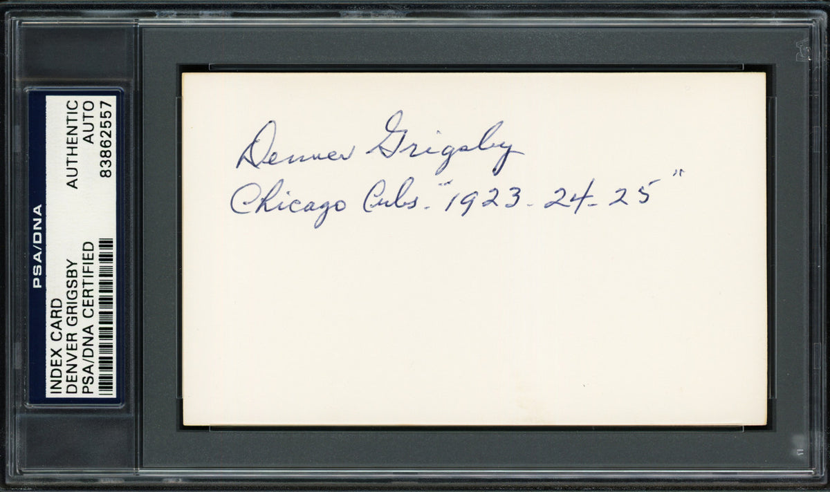 Denver Grigsby Autographed 3x5 Index Card Chicago Cubs "1923" PSA/DNA #83862557