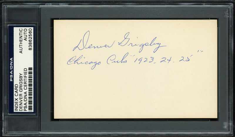 Denver Grigsby Autographed 3x5 Index Card Chicago Cubs "1923" PSA/DNA #83862560