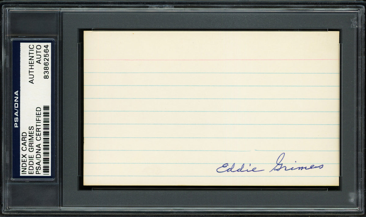 Eddie "Ed" Grimes Autographed 3x5 Index Card St. Louis Browns PSA/DNA #83862564