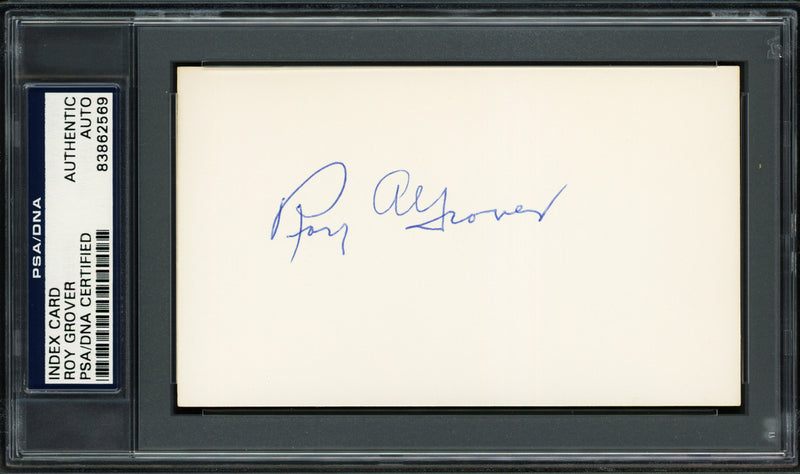 Roy Grover Autographed 3x5 Index Card Philadelphia A's, Washington Senators PSA/DNA #83862569