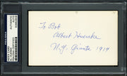 Albert "Al" Huenke Autographed 3x5 Index Card New York Giants "To Bob" PSA/DNA #83862606