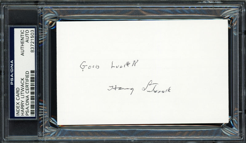 Harry Litwack Autographed 3x5 Index Card Temple University Owls Coach "Good Luck!" PSA/DNA #83721503