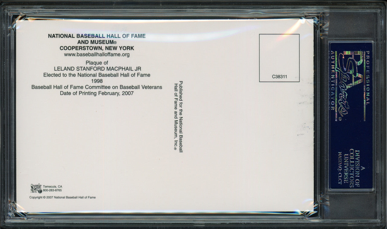Lee MacPhail Autographed Hall of Fame HOF Plaque Postcard MLB President PSA/DNA #83721638