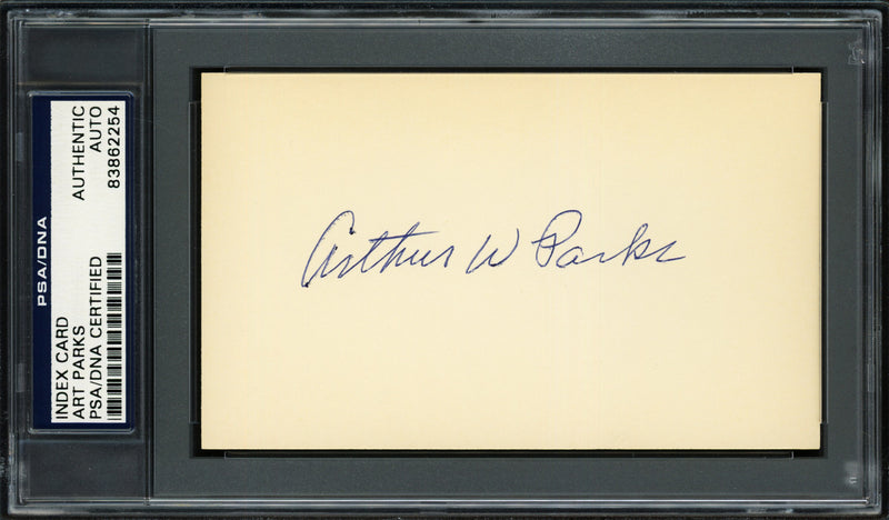 Arthur "Art" Parks Autographed 3x5 Index Card Brooklyn Dodgers PSA/DNA #83862254