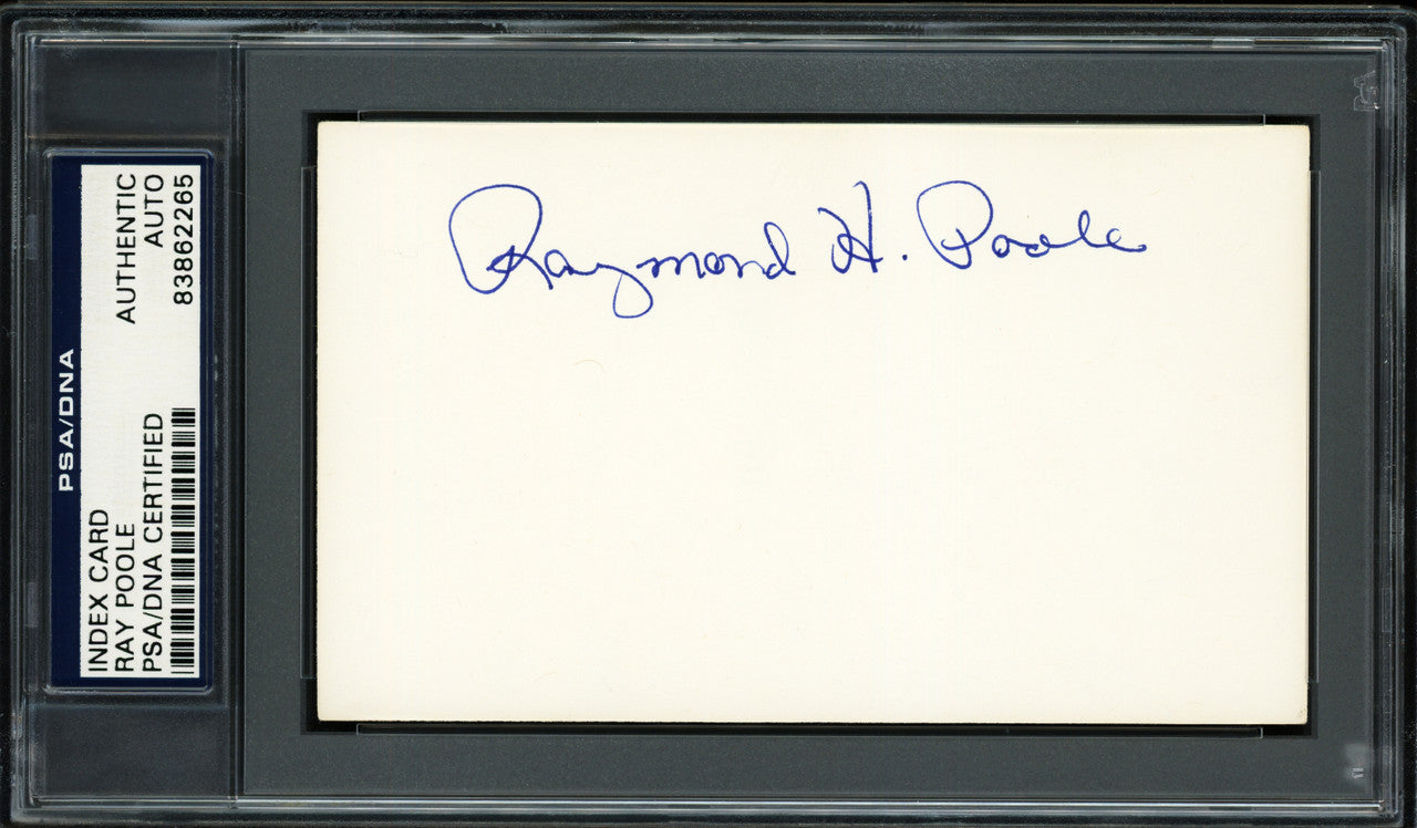 Raymond Poole Autographed 3x5 Index Card Philadelphia A's PSA/DNA #83862265