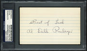 Allen "Dutch" Romberger Autographed 3x5 Index Card Philadelphia A's "Best of Luck" PSA/DNA #83862349