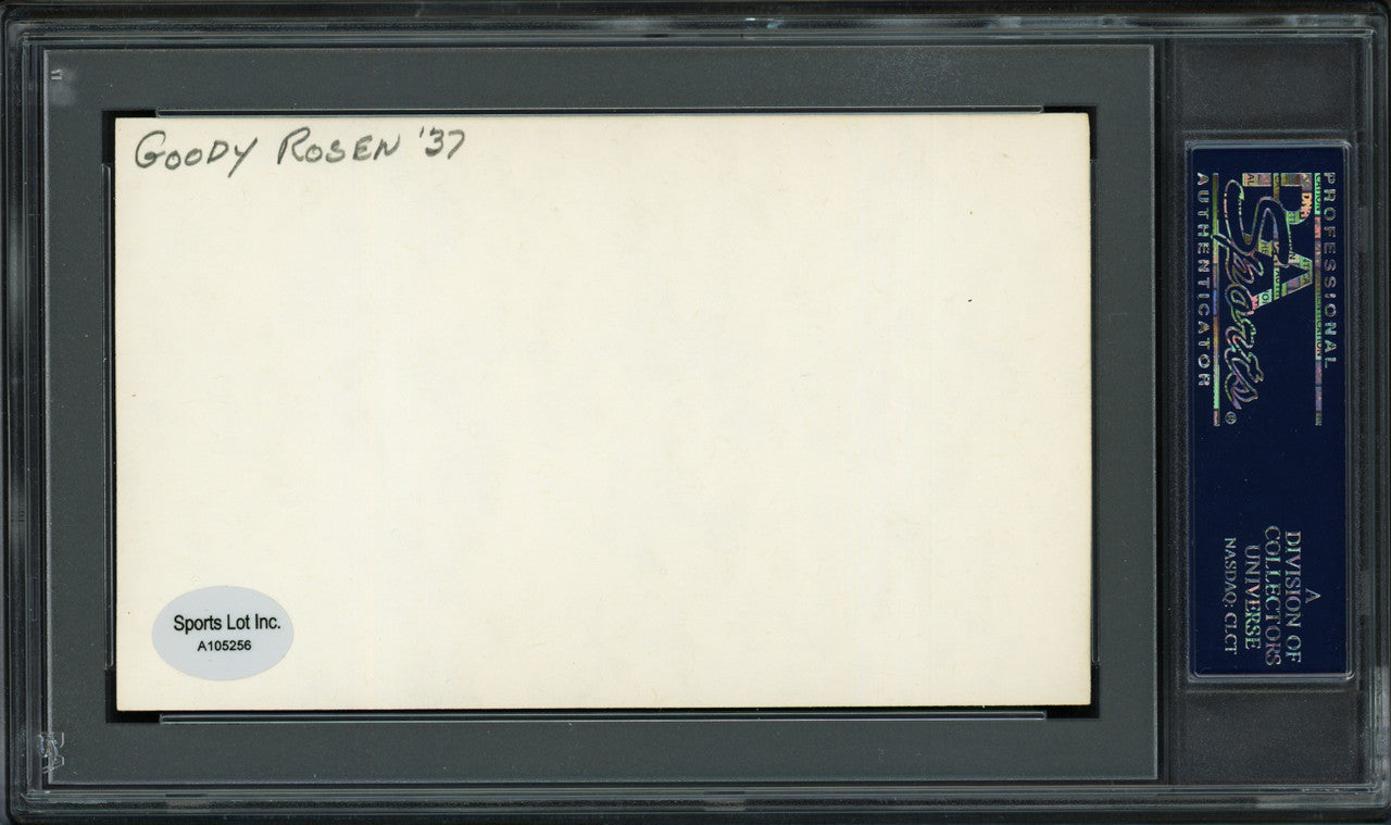 Goodwin "Goody" Rosen Autographed 3x5 Index Card Brooklyn Dodgers "Good Luck" PSA/DNA #83862360