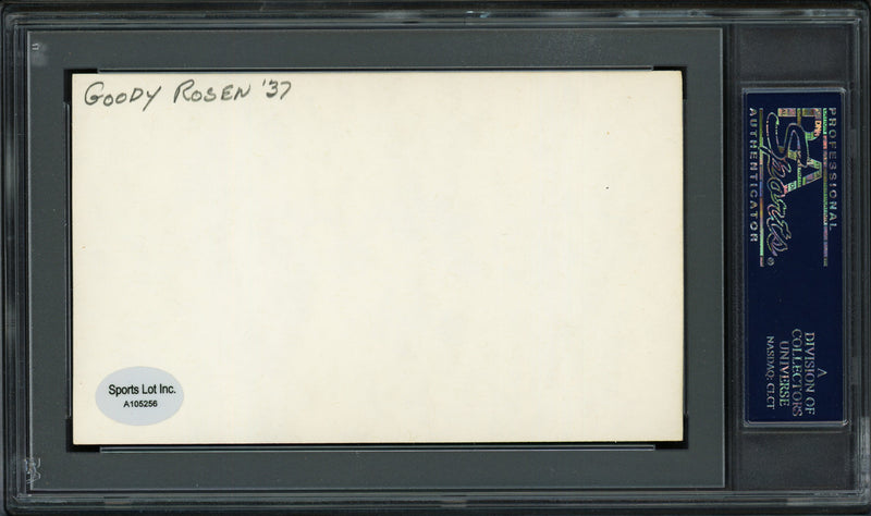 Goodwin "Goody" Rosen Autographed 3x5 Index Card Brooklyn Dodgers "Good Luck" PSA/DNA #83862360