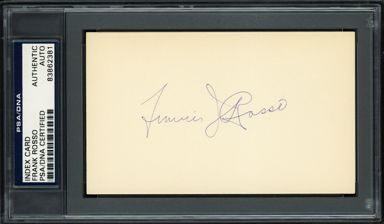 Francis "Frank" Rosso Autographed 3x5 Index Card New York Giants PSA/DNA #83862381