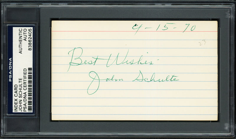 John "Johnny" Schulte Autographed 3x5 Index Card New York Yankees "Best Wishes" PSA/DNA #83862405