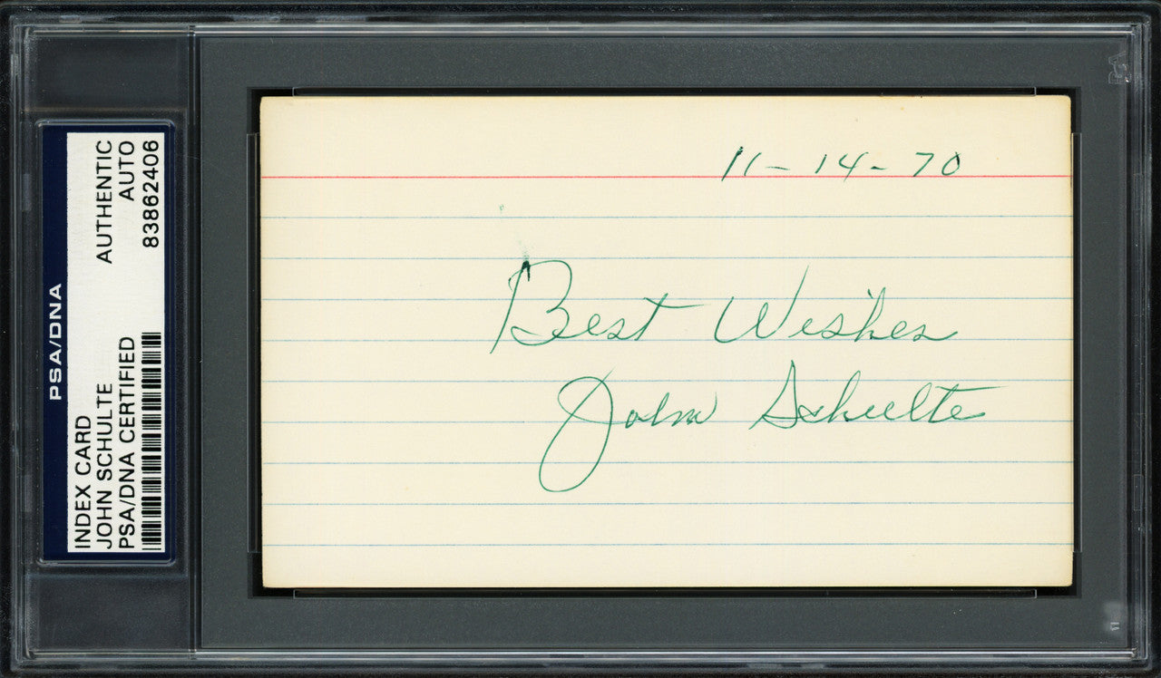John "Johnny" Schulte Autographed 3x5 Index Card New York Yankees "Best Wishes" PSA/DNA #83862406