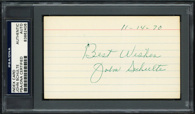 John "Johnny" Schulte Autographed 3x5 Index Card New York Yankees "Best Wishes" PSA/DNA #83862406