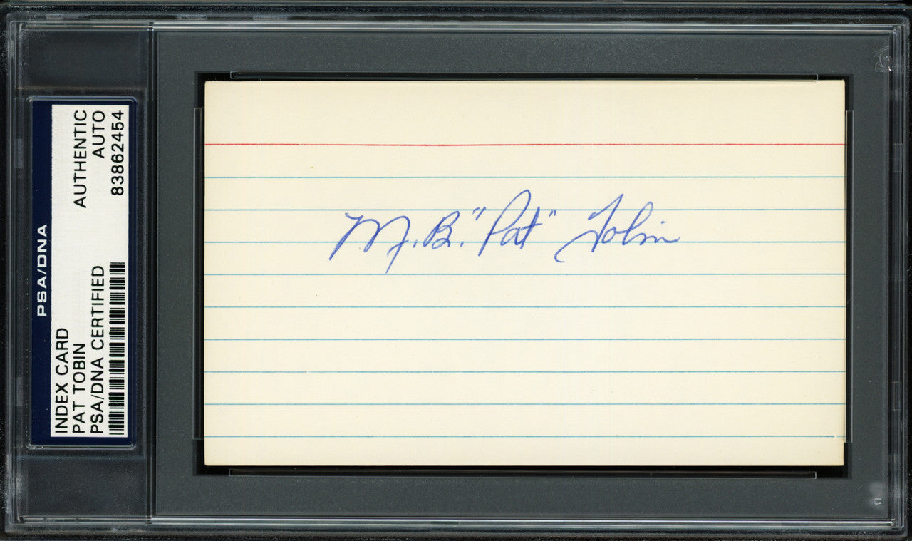 Marion Brooks M.B. "Pat" Tobin Autographed 3x5 Index Card Philadelphia A's PSA/DNA #83862454