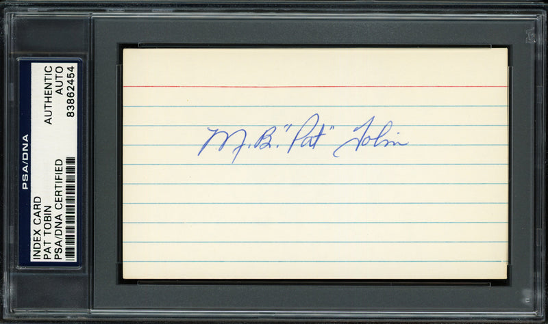 Marion Brooks M.B. "Pat" Tobin Autographed 3x5 Index Card Philadelphia A's PSA/DNA #83862454