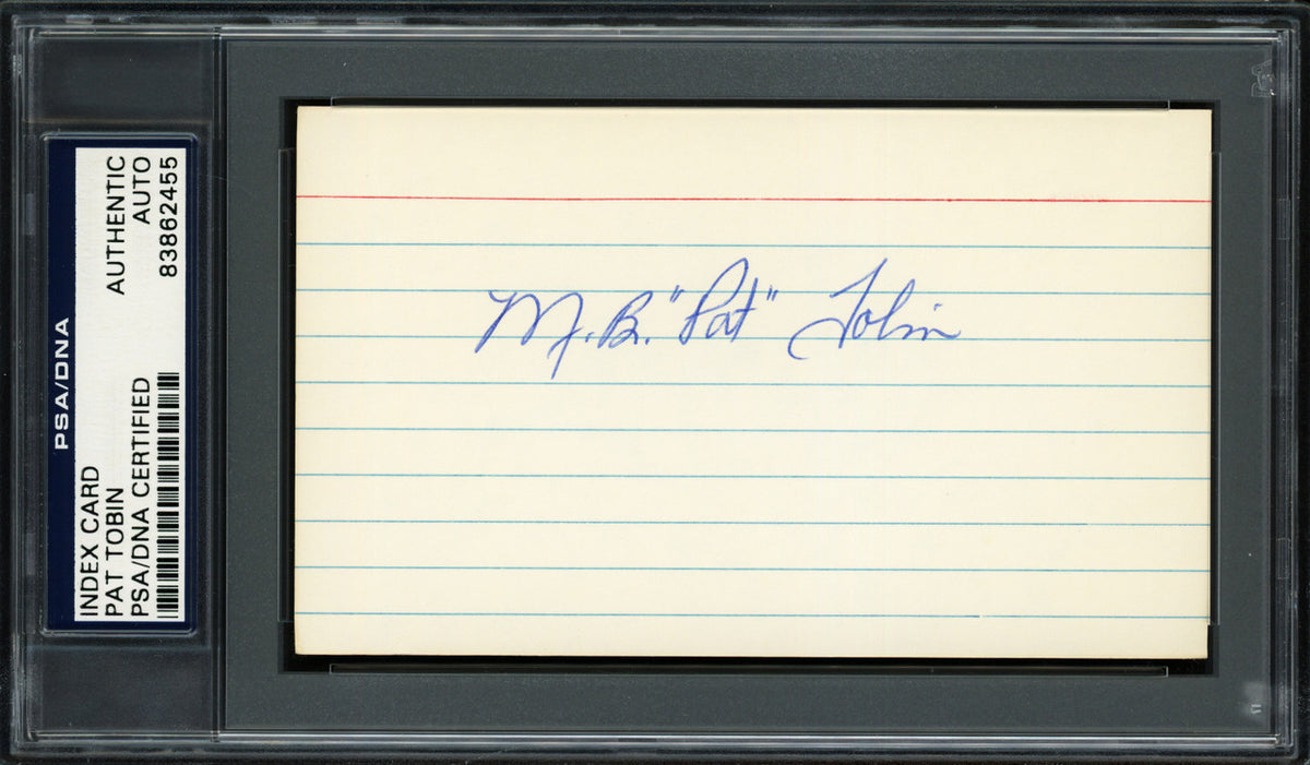 Marion Brooks M.B. "Pat" Tobin Autographed 3x5 Index Card Philadelphia A's PSA/DNA #83862455