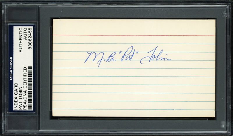 Marion Brooks M.B. "Pat" Tobin Autographed 3x5 Index Card Philadelphia A's PSA/DNA #83862455