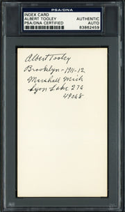 Albert Bert Tooley Autographed 3x5 Index Card Brooklyn Dodgers "1911-12" PSA/DNA #83862459